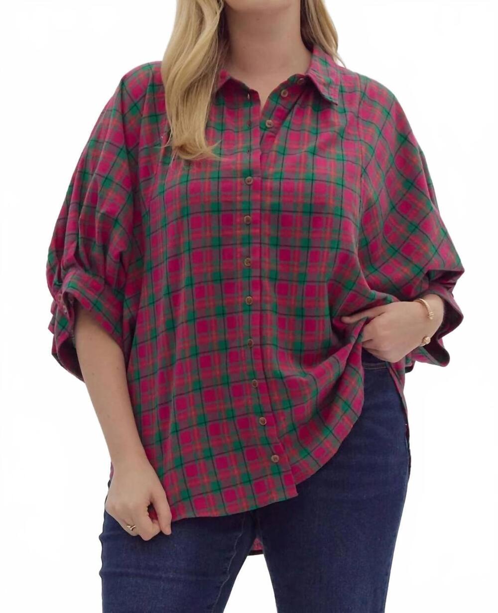 NEW ENTRO women's mary top - plus in pink